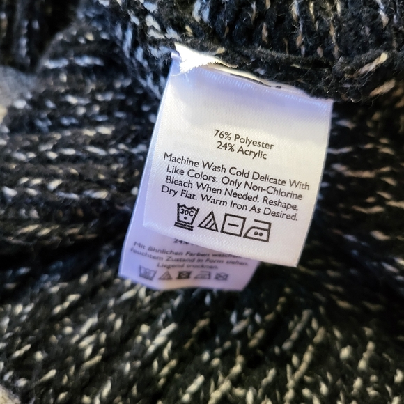 💕 NEW! Eddie Bauer Lounge Around open-front cardigan black/white L $90 NWT - Picture 10 of 16